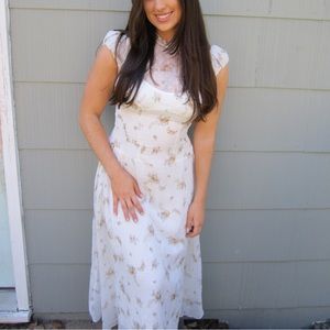 White floral midi dress